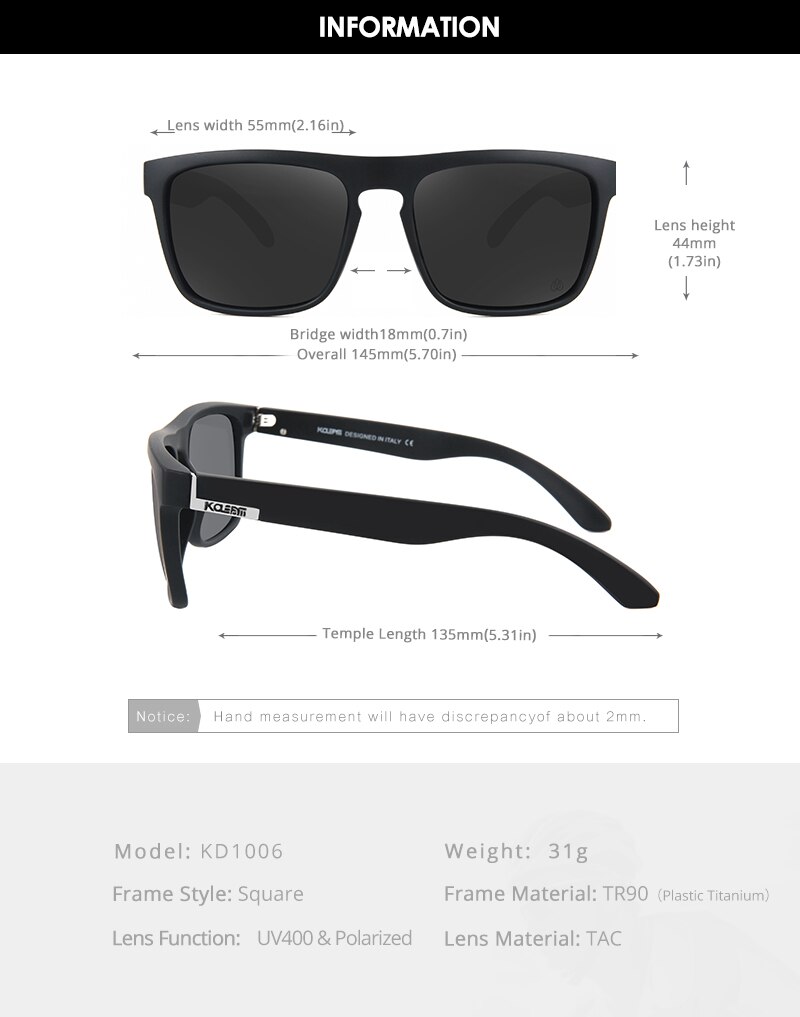 Square Polarized Sunglasses Men