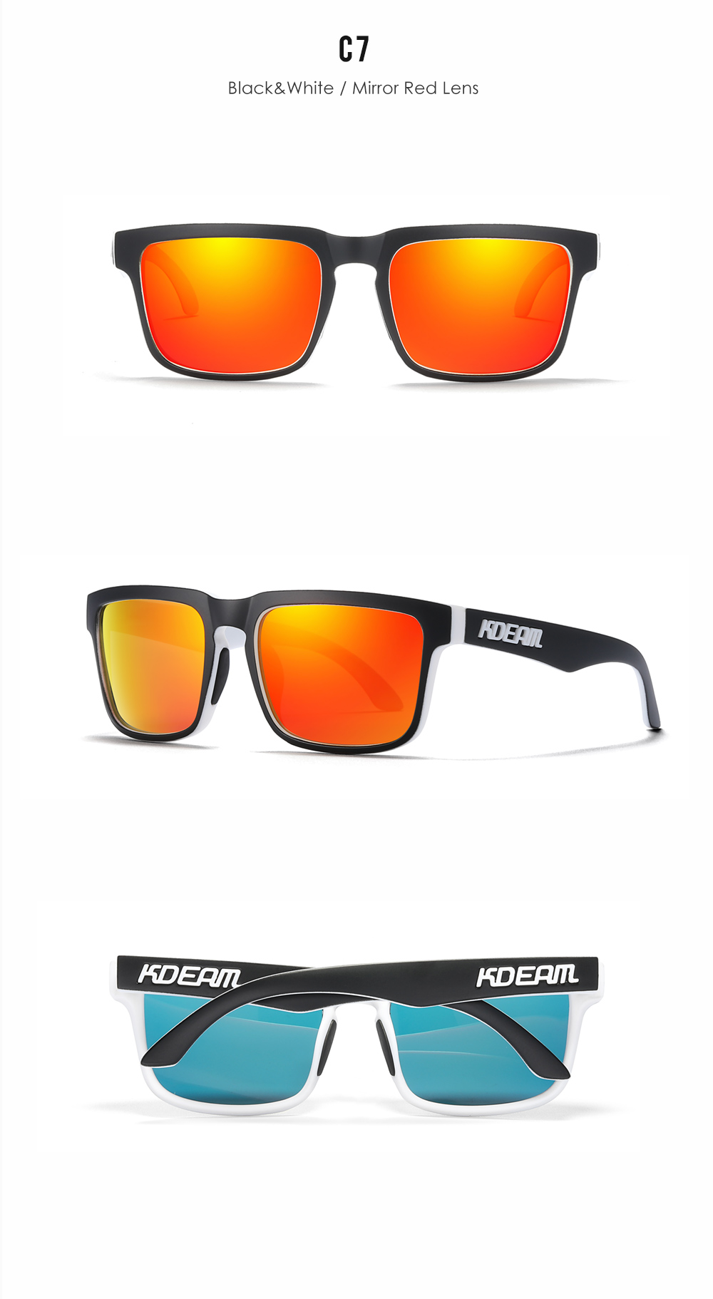 New KDEAM   Men Square Sunglasses Ken Block  Polarized