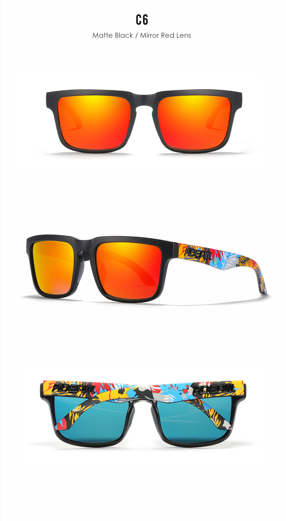 New KDEAM   Men Square Sunglasses Ken Block  Polarized