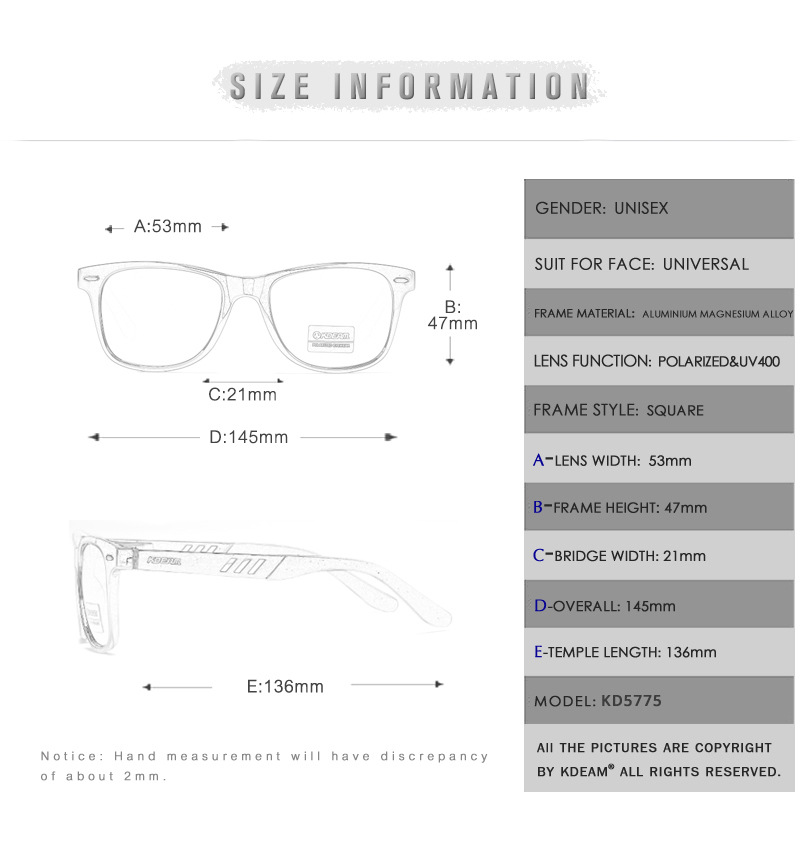 new KDEAM Classic square polarized sunglasses